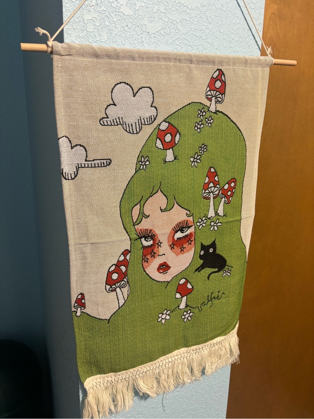 Valfre Green Mushroom Girl Wall Hanging